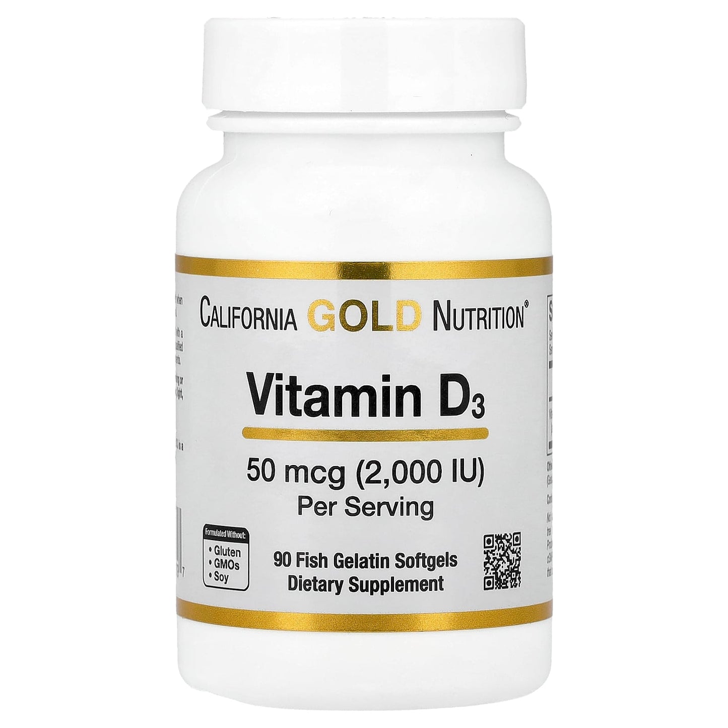 Support Healthy Bones and Immune System with California Gold Nutrition Vitamin D3 Softgels - Image 1