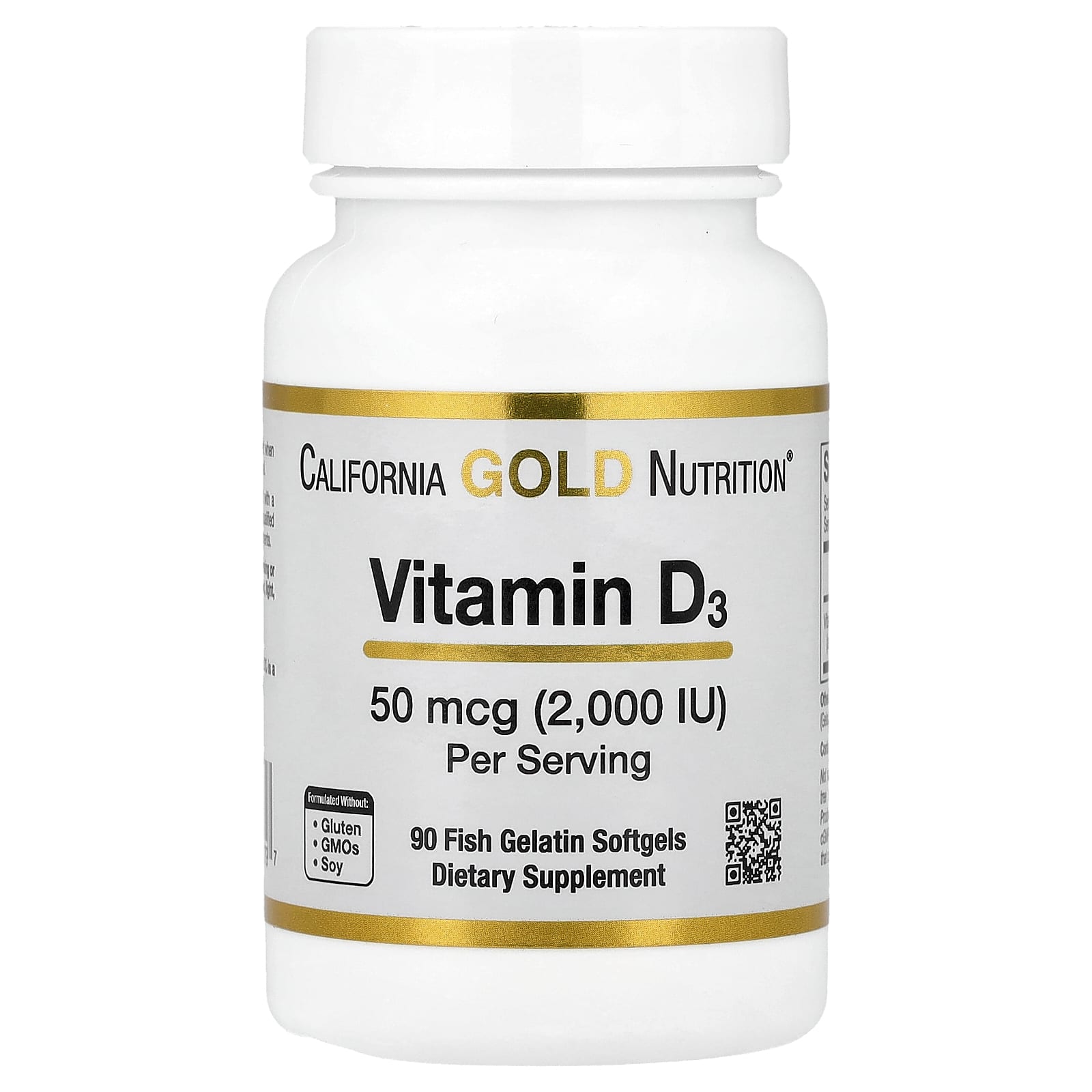 Support Healthy Bones and Immune System with California Gold Nutrition Vitamin D3 Softgels - Image 1