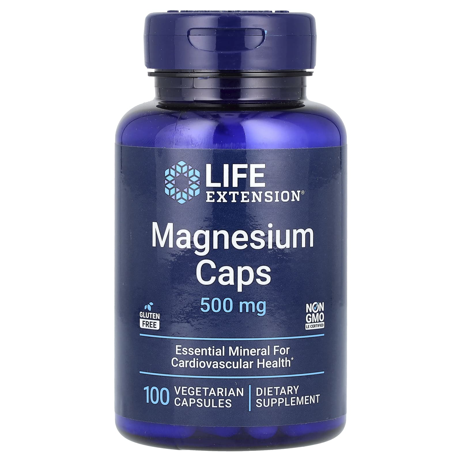 Life Extension, Magnesium Caps, 500 mg, 100 Vegetarian Capsules - Image 1