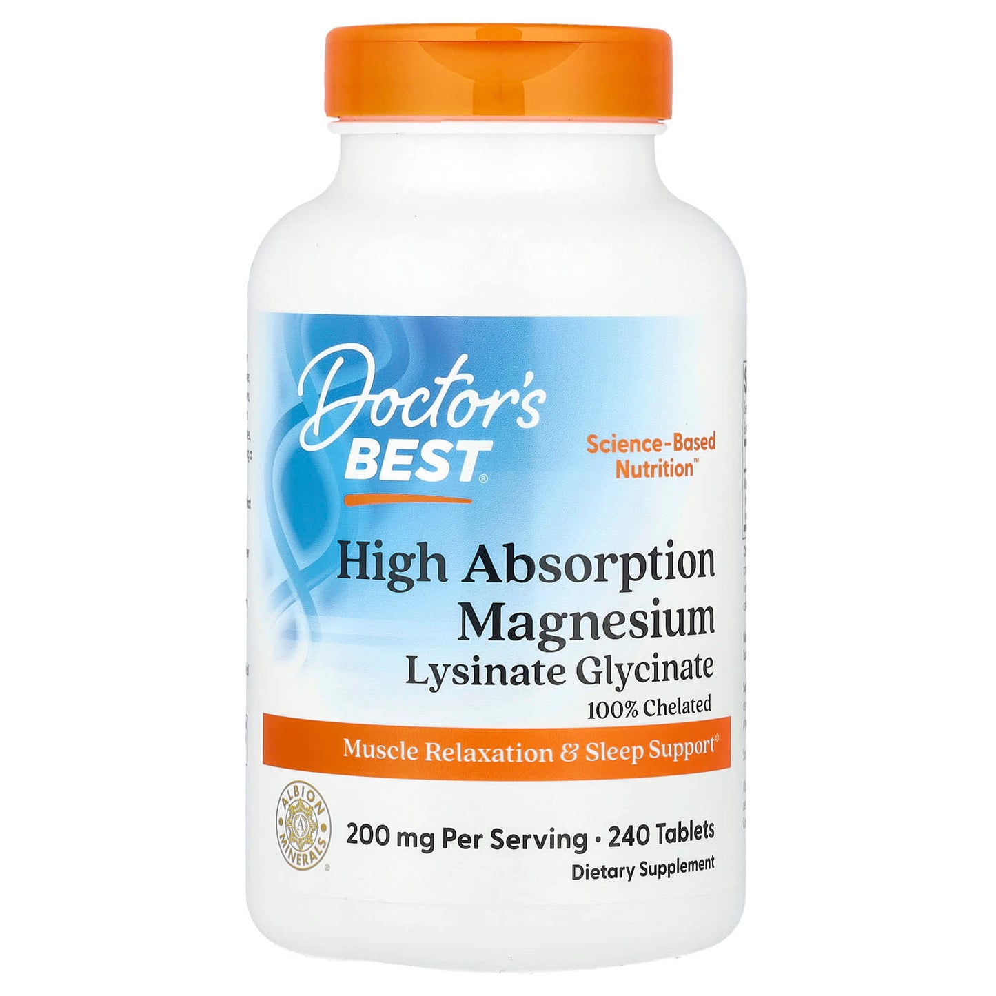 Unlock Relaxation with Doctor's Best High Absorption Magnesium, 240 Tablets (100mg) - Image 1