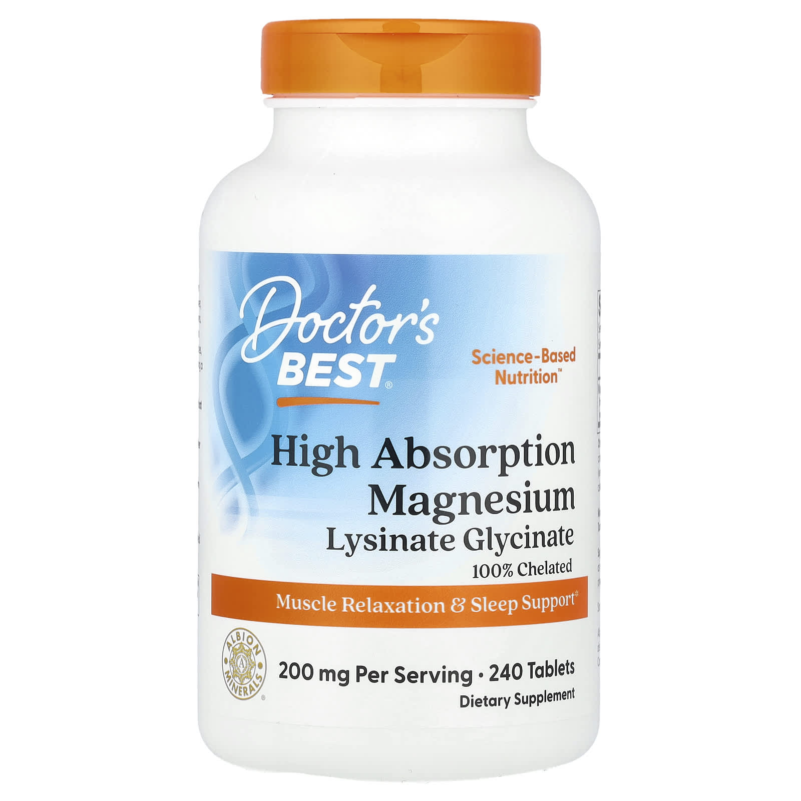 Unlock Relaxation with Doctor's Best High Absorption Magnesium, 240 Tablets (100mg) - Image 1