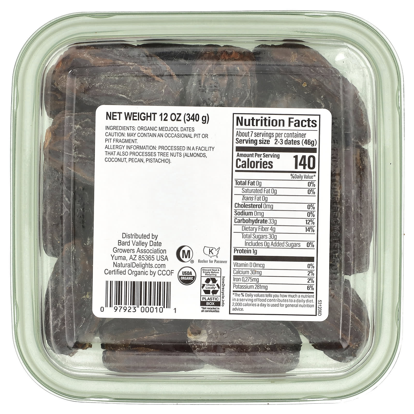 Natural Delights, Pitted Organic Fresh Medjool Dates, 12 oz (340 g) - Image 2