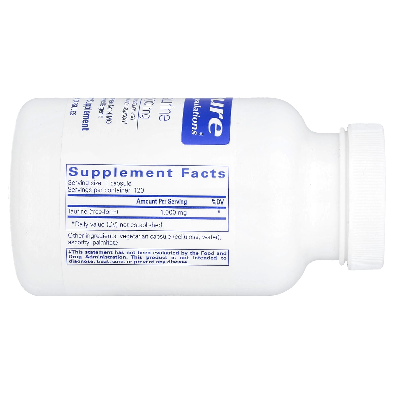 Pure Encapsulations, Taurine, 1,000 mg, 120 Capsules - Image 2