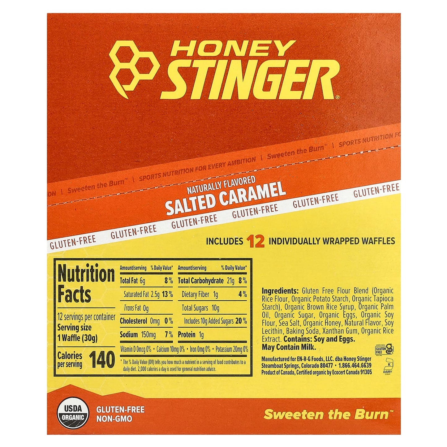 Honey Stinger Energy Waffles - Salted Caramel, 12 Count, Gluten-Free, Organic - Image 2