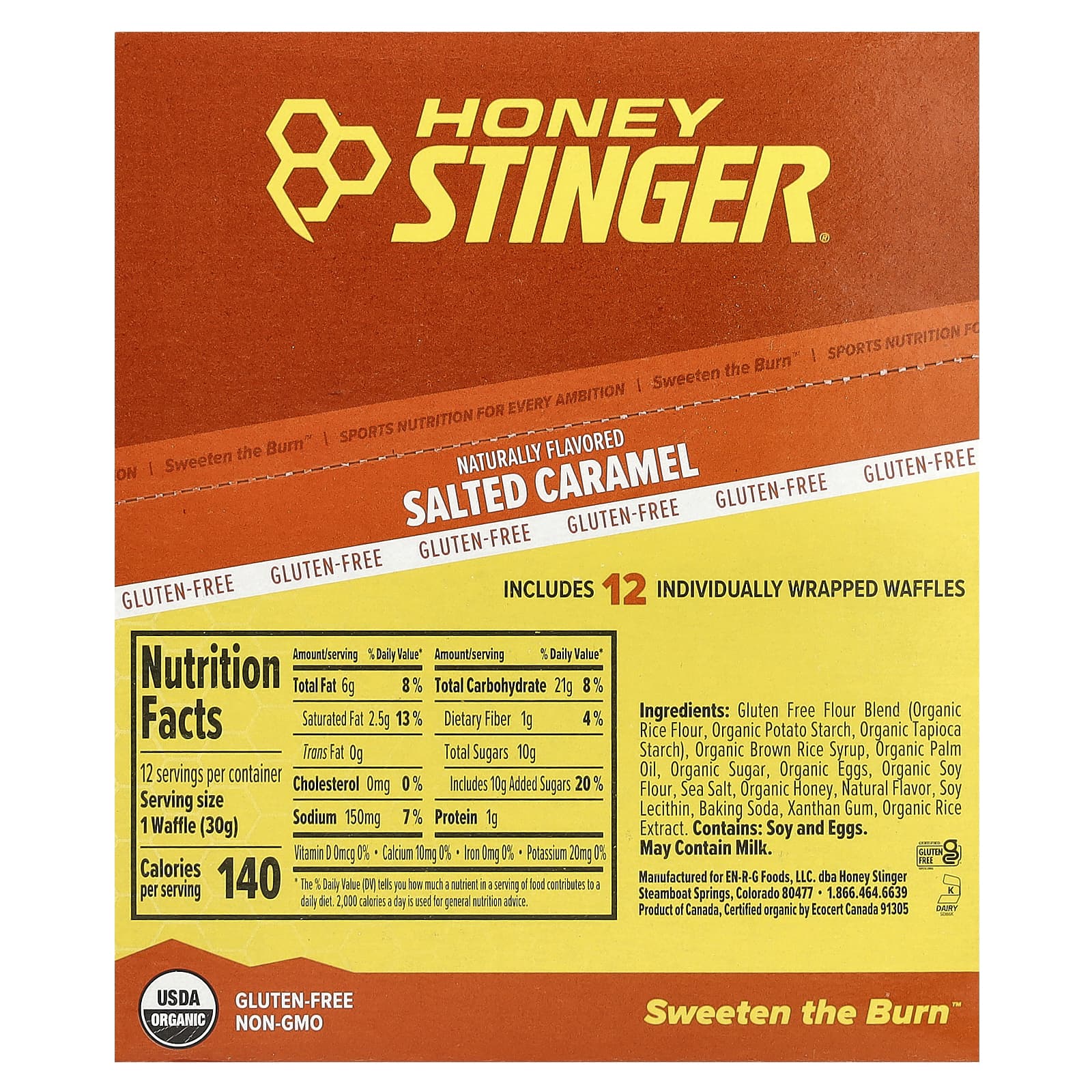 Honey Stinger Energy Waffles - Salted Caramel, 12 Count, Gluten-Free, Organic - Image 2