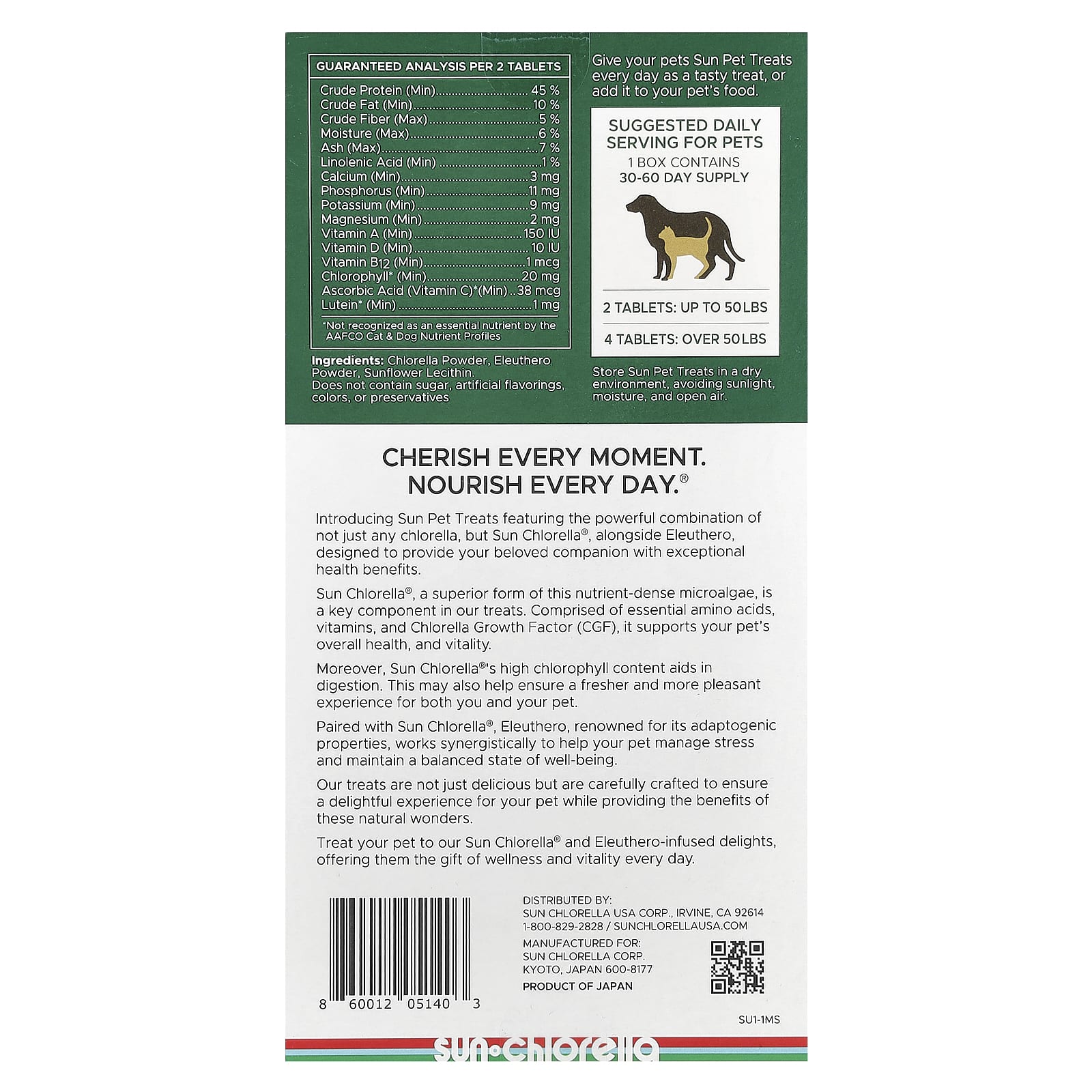Sun Chlorella, Sun Pet Treats™, Chlorella & Eleuthero, For Dogs & Cats, 120 Tablets - Image 2