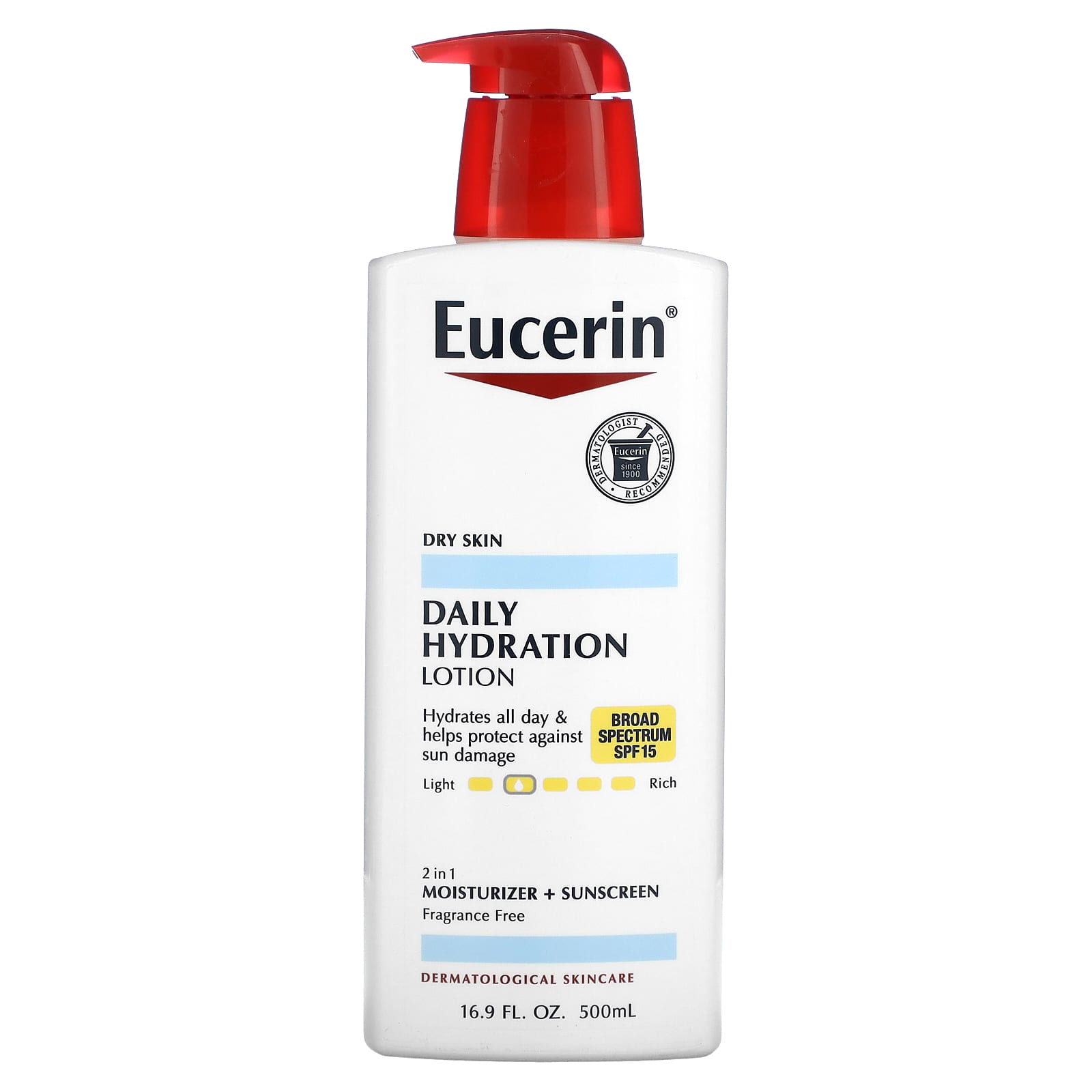 Eucerin Daily Hydration Lotion with SPF 15, Fragrance-Free, 16.9 fl oz - Image 1