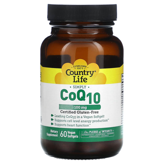 Country Life CoQ10 100mg 60 Vegan Softgels for Heart Health & Energy - Image 1