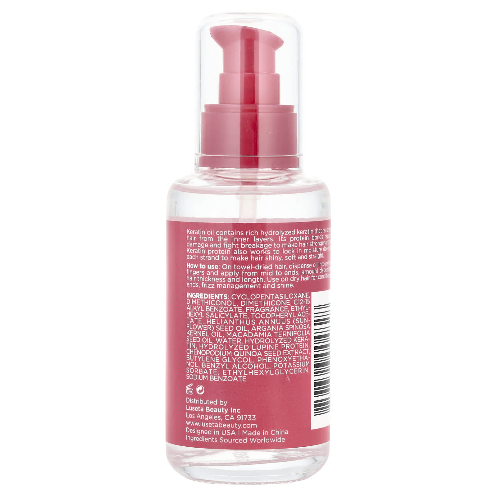 Luseta Beauty, Keratin Oil, Weightless Smoothing Hair Repair Serum, 3.38 fl oz (100 ml) - Image 2