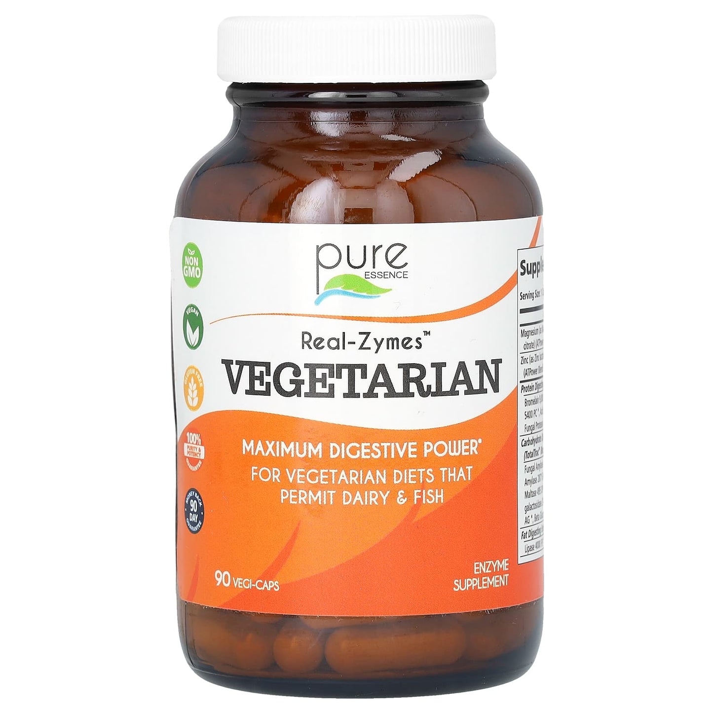 Pure Essence, Real-Zymes, Vegetarian, 90 Vegi-Caps - Image 1