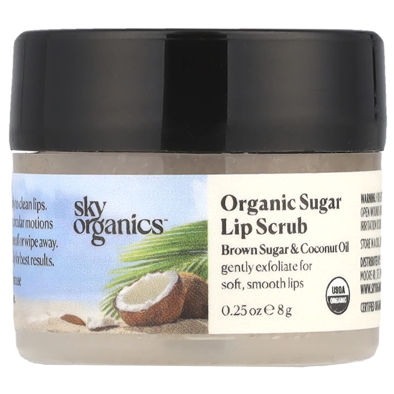 Sky Organics, Organic Sugar Lip Scrub, Brown Sugar & Coconut Oil, 0.25 oz (8 g) - Image 1