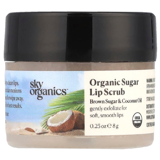 Sky Organics, Organic Sugar Lip Scrub, Brown Sugar & Coconut Oil, 0.25 oz (8 g) - Image 1