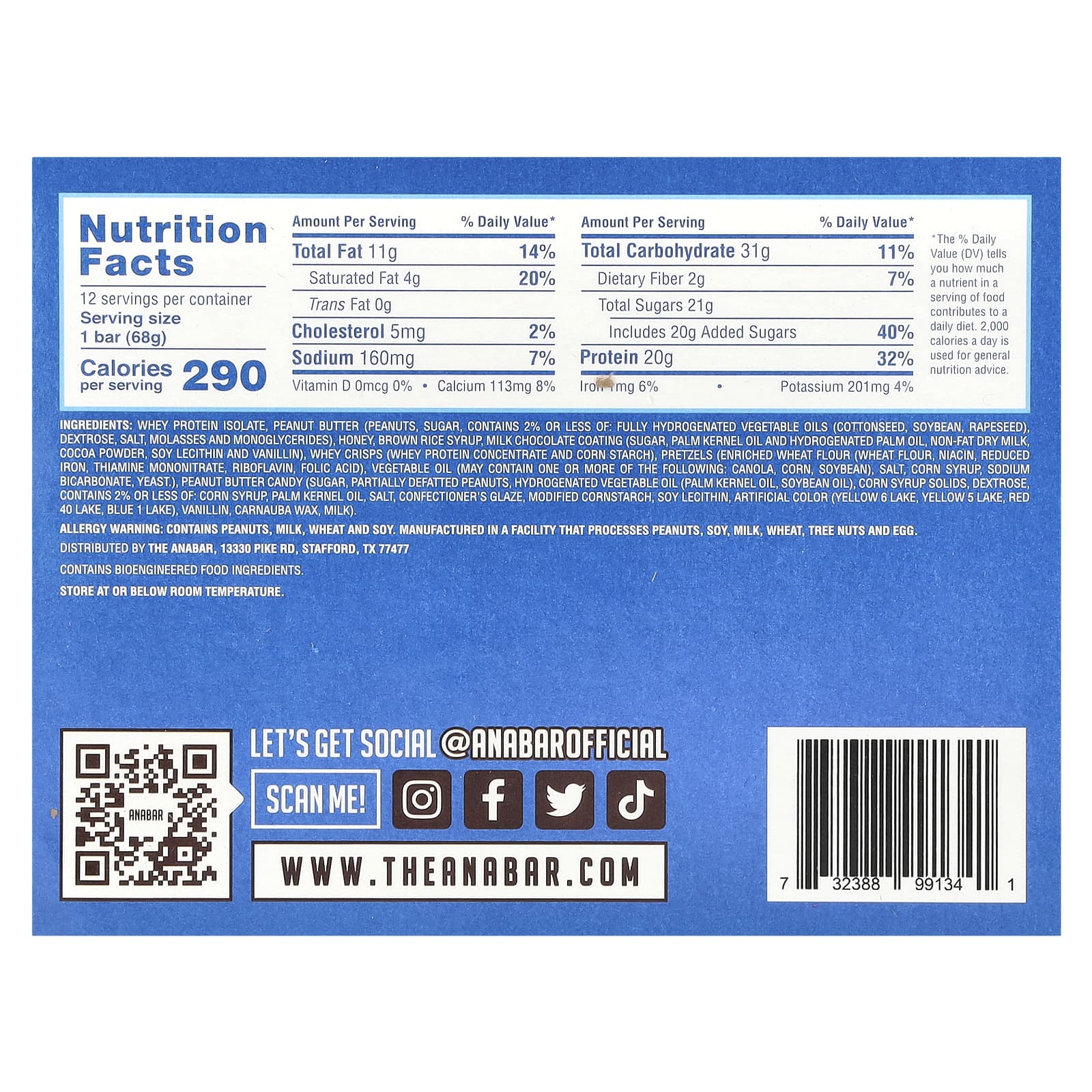 The Anabar, The Protein-Packed Candy Bar®, Monster Cookie Crunch, 12 Bars, 2.39 oz (68 g) Each - Image 2