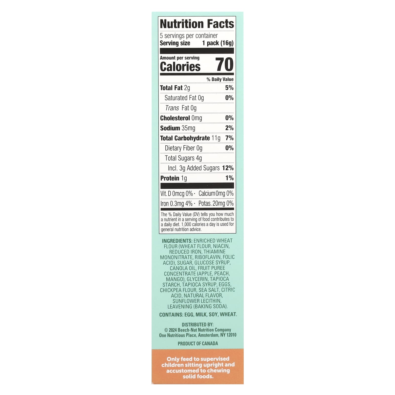 Beech-Nut Peach Mango Jammin' Waffles for Toddlers, 5 Packs, 0.56 oz Each - Image 2