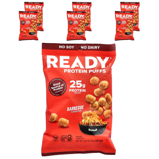 Ready, Protein Puffs, Barbecue, 6 Bags, 2.82 oz (80 g) Each - Image 1