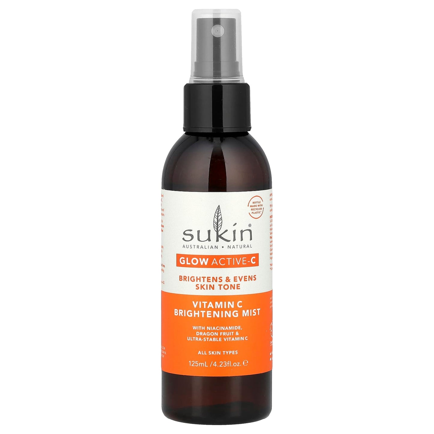 Sukin, Glow Active-C, Vitamin C Brightening Mist, All Skin Types, 4.23 fl oz (125 ml) - Image 1