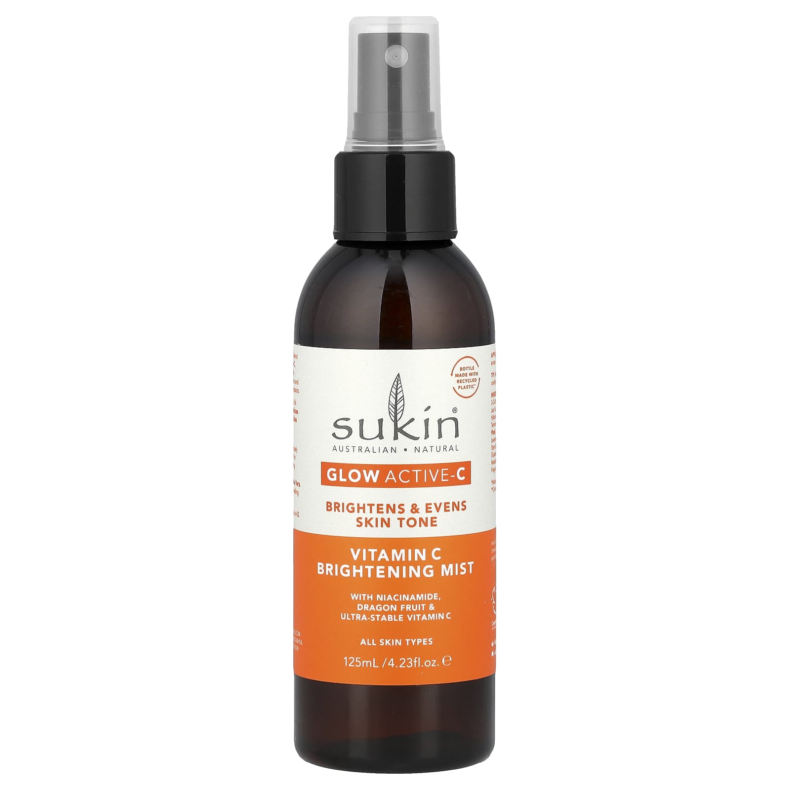 Sukin, Glow Active-C, Vitamin C Brightening Mist, All Skin Types, 4.23 fl oz (125 ml) - Image 1