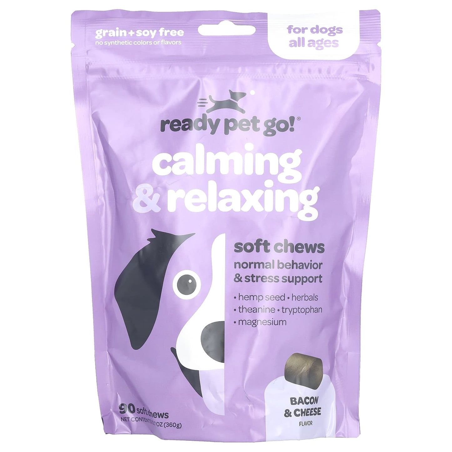Ready Pet Go, Calming & Relaxing , For Dogs, All Ages, Bacon & Cheese, 90 Soft chews, 12.7 oz (360 g) - Image 1