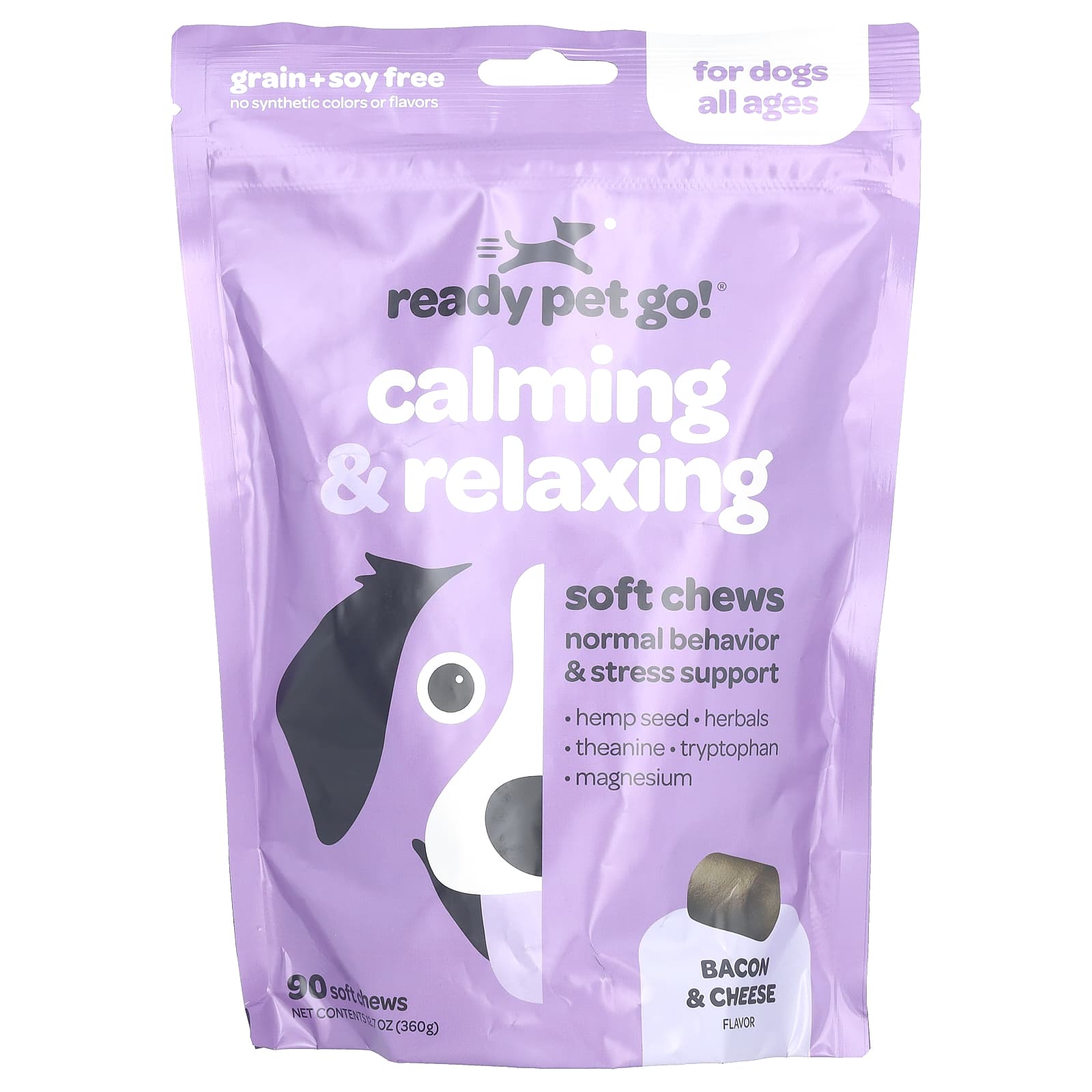 Ready Pet Go, Calming & Relaxing , For Dogs, All Ages, Bacon & Cheese, 90 Soft chews, 12.7 oz (360 g) - Image 1