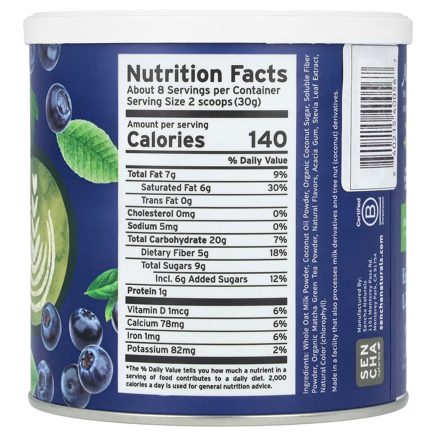 Sencha Naturals, Oat Milk Matcha Latte, Blueberry, 8.5 oz (241 g) - Image 2