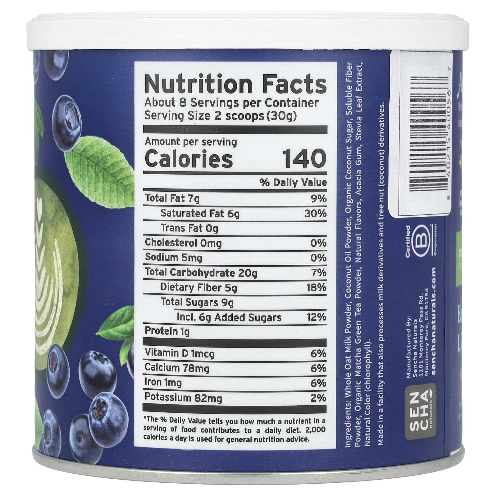 Sencha Naturals, Oat Milk Matcha Latte, Blueberry, 8.5 oz (241 g) - Image 2