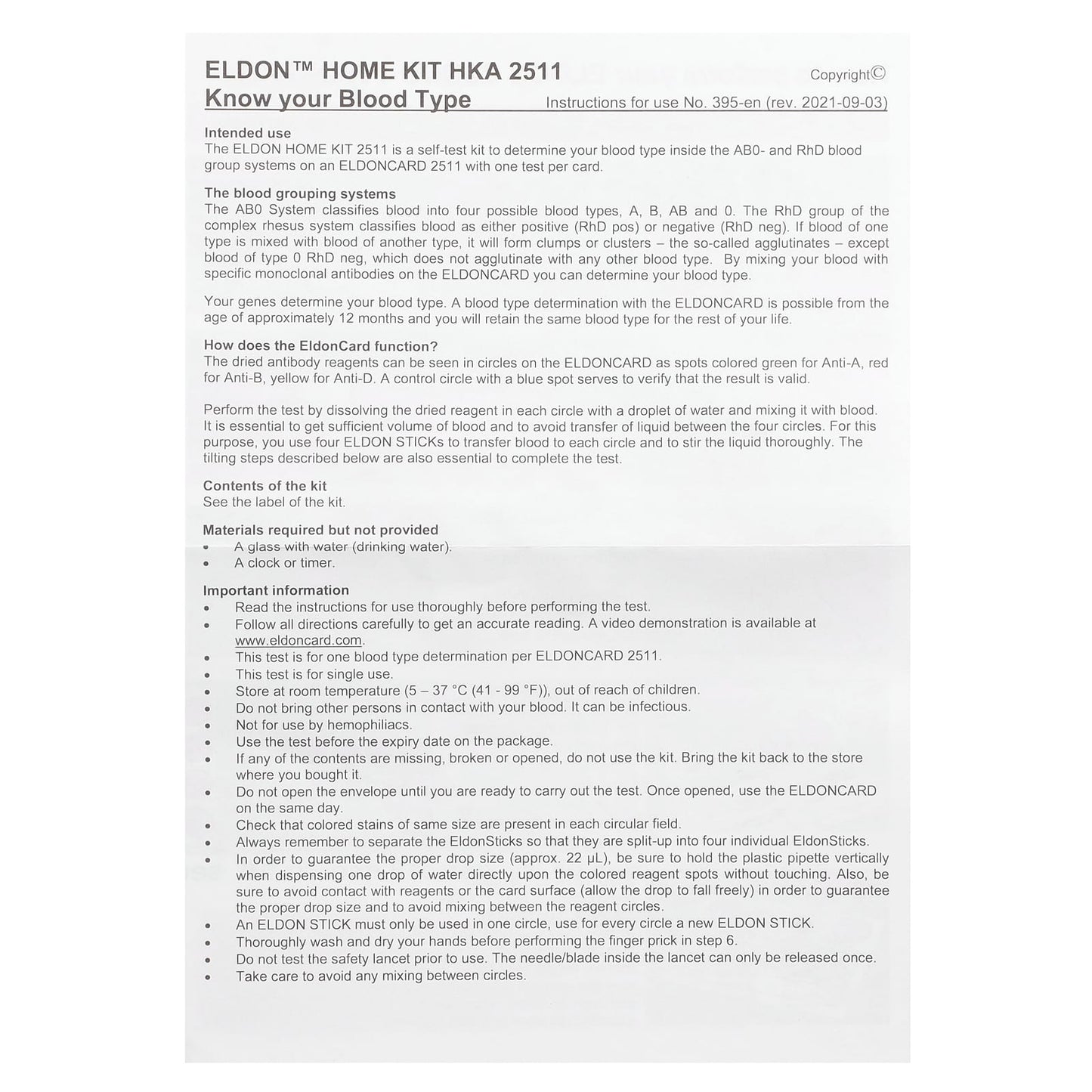 D'adamo, Eldon Blood Typing Kit, 1 Kit