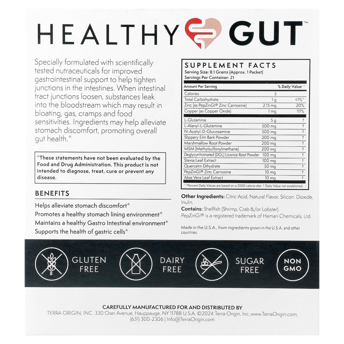 Terra Origin, Healthy Gut™, Berry , 21 On The Go Packets, 0.26 oz (8.1 g) Each - Image 2