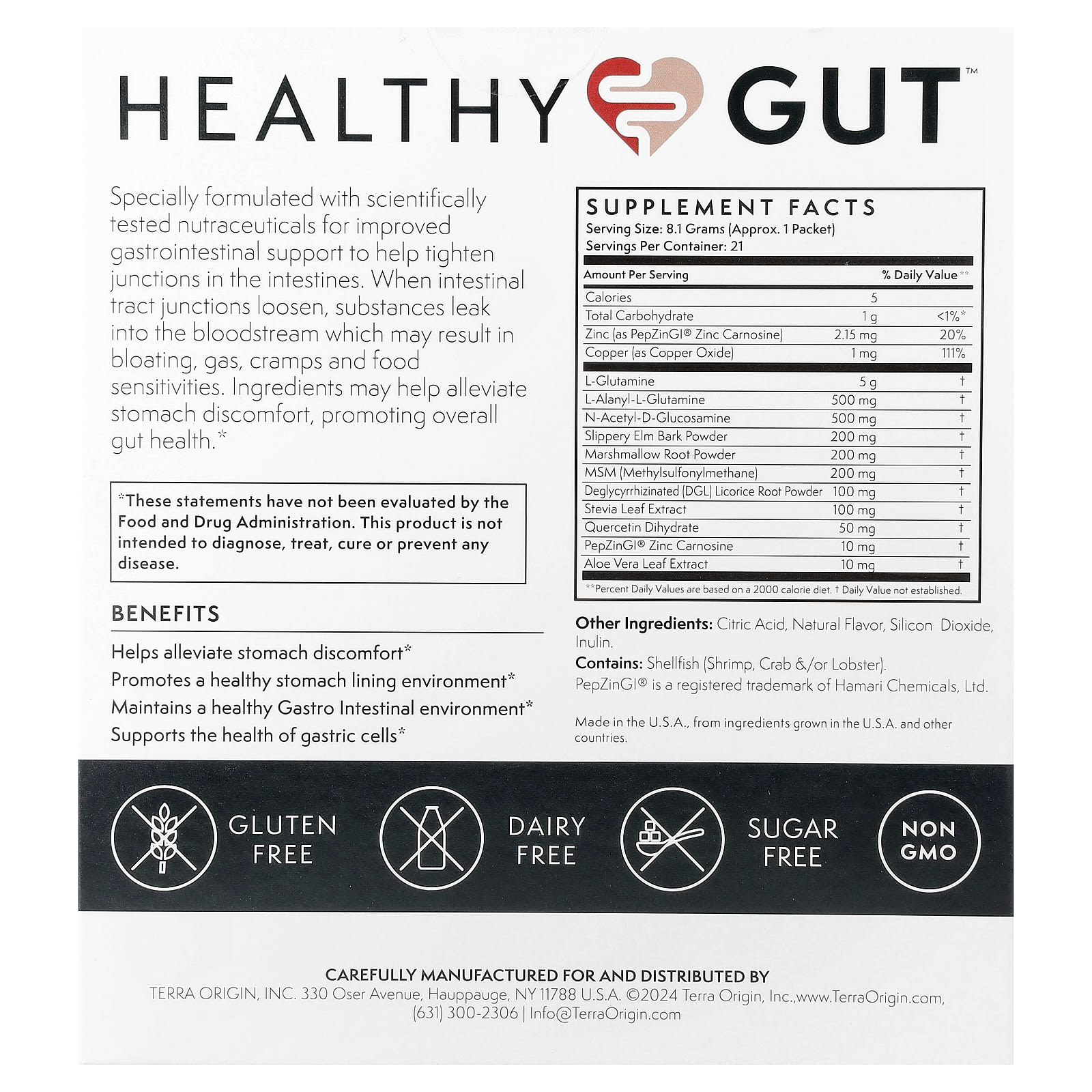 Terra Origin, Healthy Gut™, Berry , 21 On The Go Packets, 0.26 oz (8.1 g) Each - Image 2