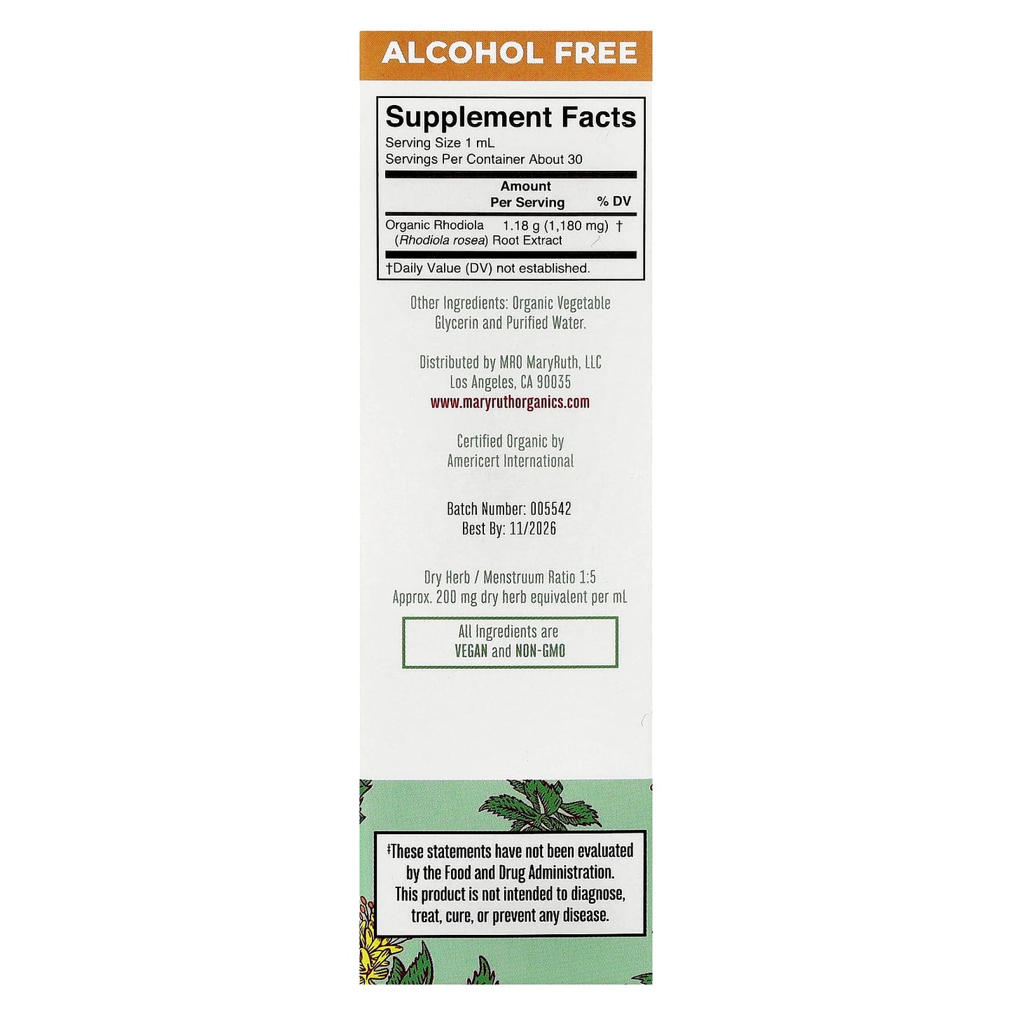 MaryRuth's, Organic Rhodiola Liquid Extract, 1 fl oz (30 ml) - Image 2