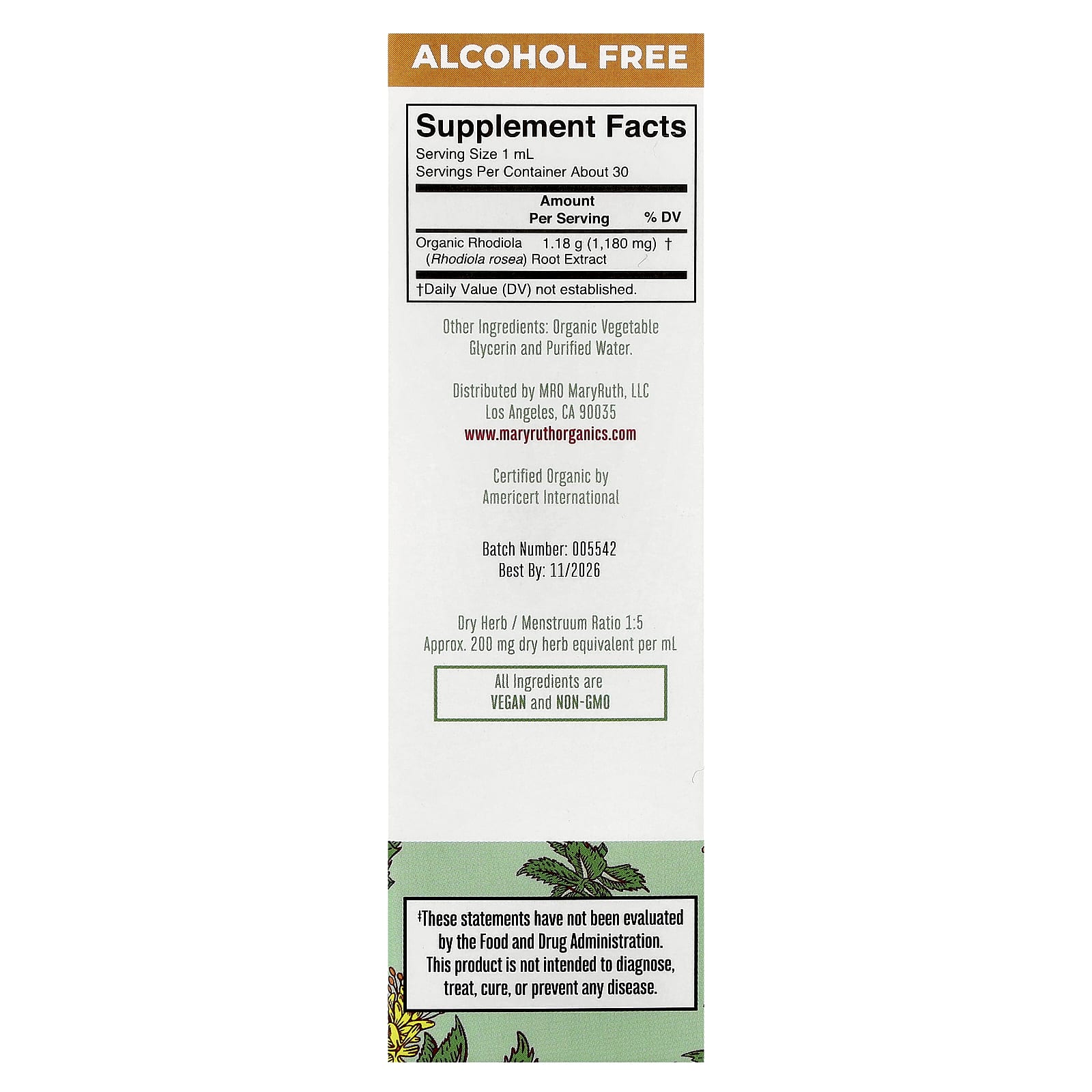 MaryRuth's, Organic Rhodiola Liquid Extract, 1 fl oz (30 ml) - Image 2