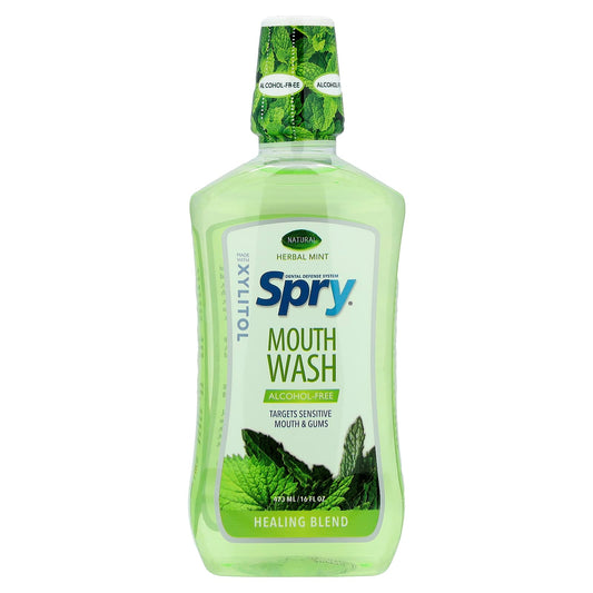 Xlear, Spry® Mouth Wash, Healing Blend, Alcohol-Free, Natural Herbal Mint, 16 fl oz (473 ml) - Image 1