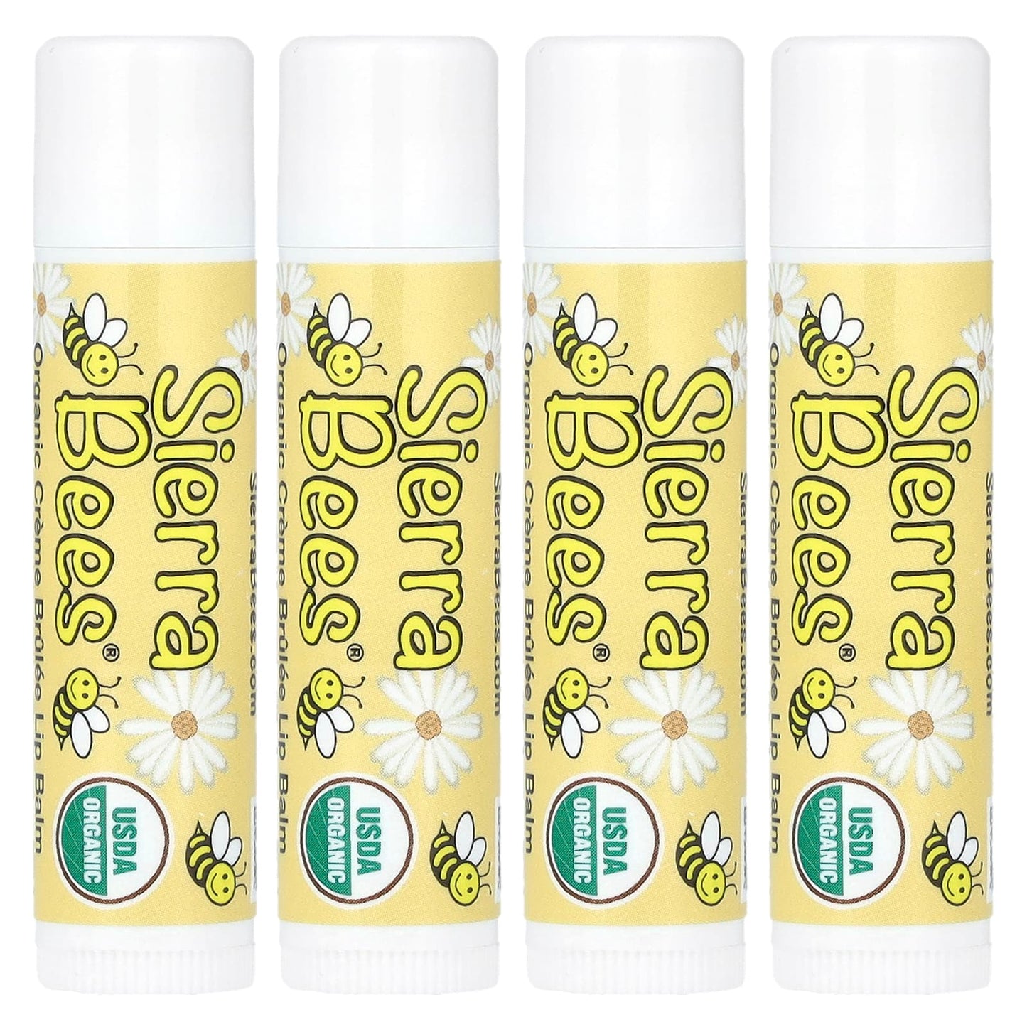 Organic Lip Balm by Sierra Bees - Creme Brulee (Vanilla) 4 Pack - Image 1