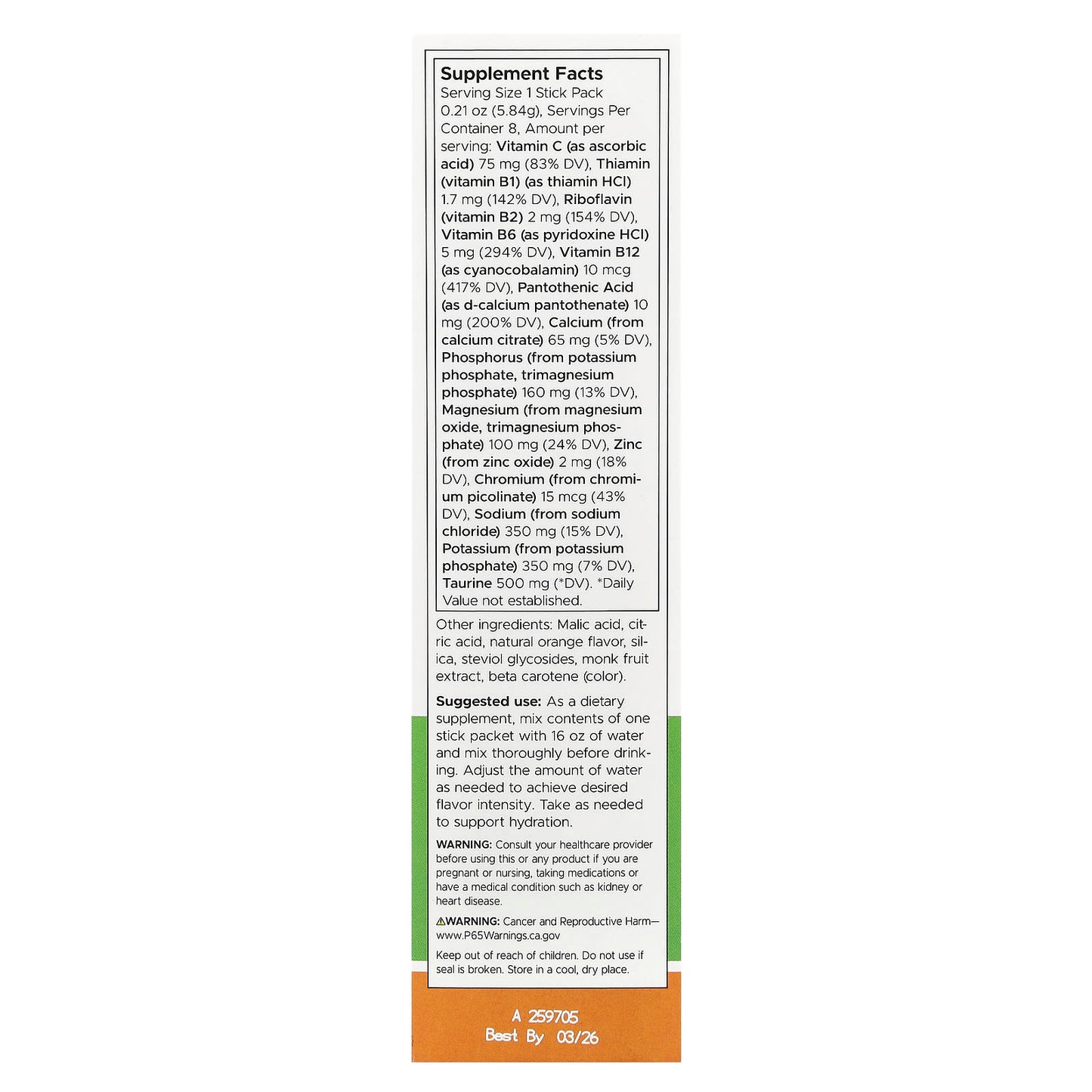 Swanson, Simply Hydrate, Electrolyte Hydration Mix, Orange, 8 Stick Packs 0.21 oz (5.84 g) Each - Image 2