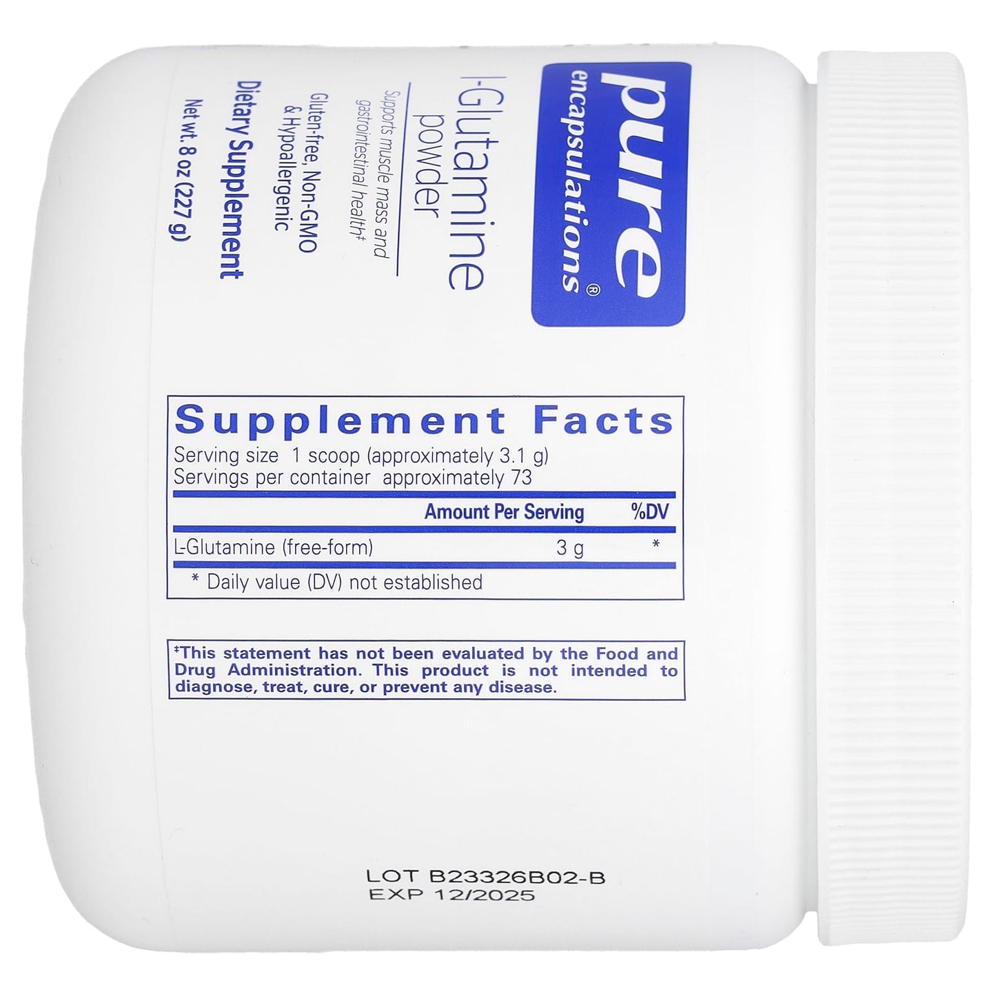 Pure Encapsulations, L-Glutamine Powder, 8 oz (227 g) - Image 2
