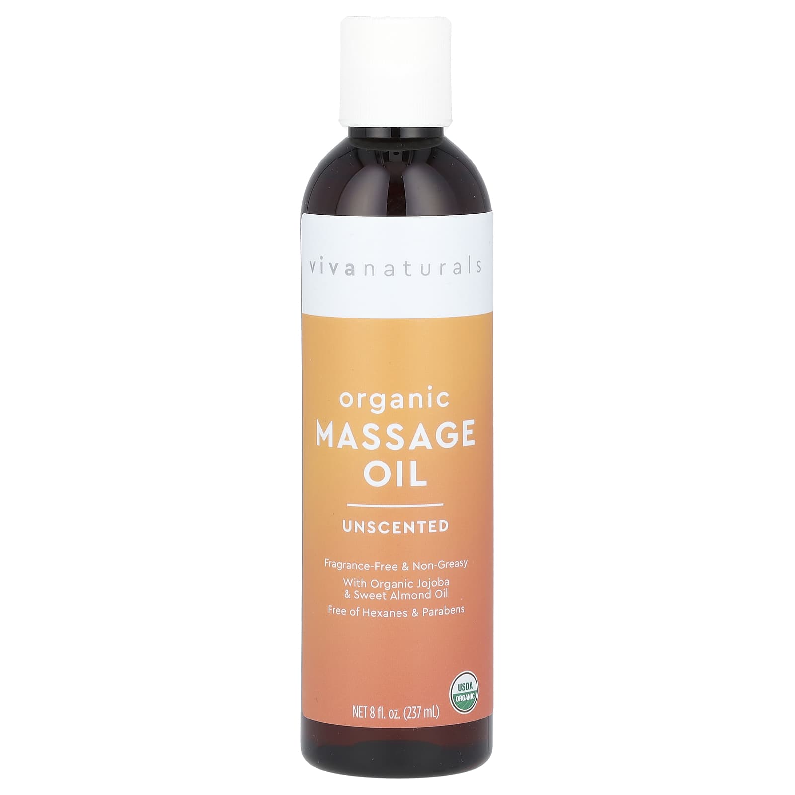 Viva Naturals, Organic Massage Oil, Unscented, 8 fl oz (237 ml) - Image 1