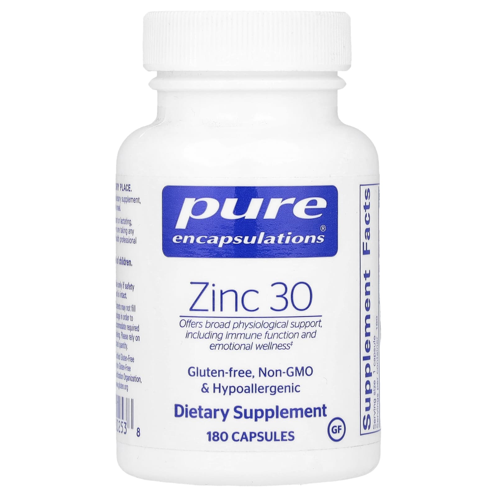 Pure Encapsulations, Zinc 30, 180 Capsules (30 mg per Capsule) - Image 1