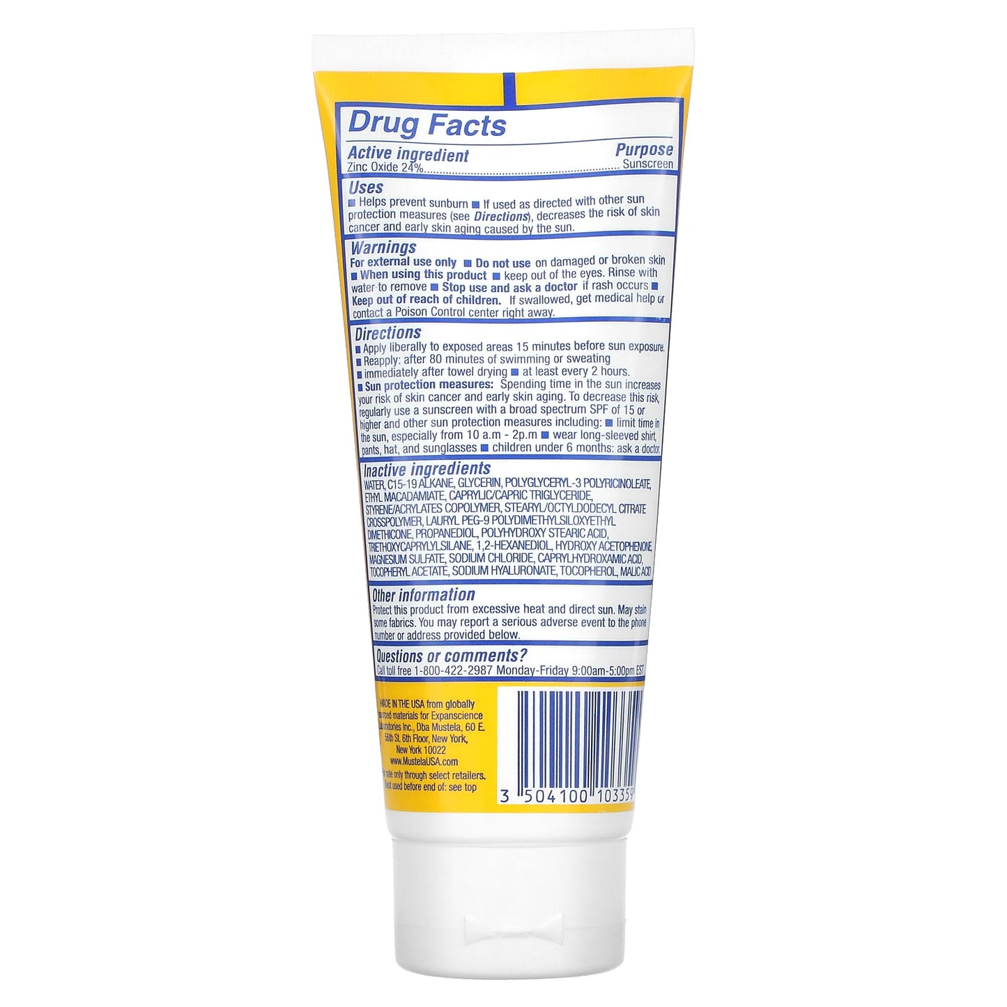 Mustela, Baby, Mineral Sunscreen, Face + Body, SPF 50, 3.38 fl oz (100 ml) - Image 2