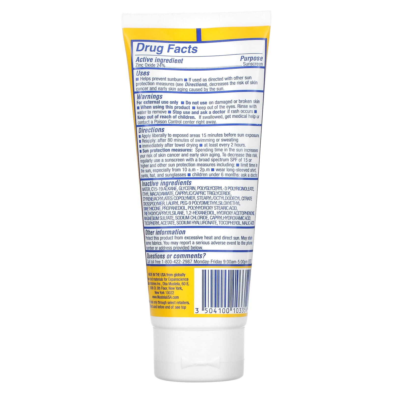 Mustela, Baby, Mineral Sunscreen, Face + Body, SPF 50, 3.38 fl oz (100 ml) - Image 2