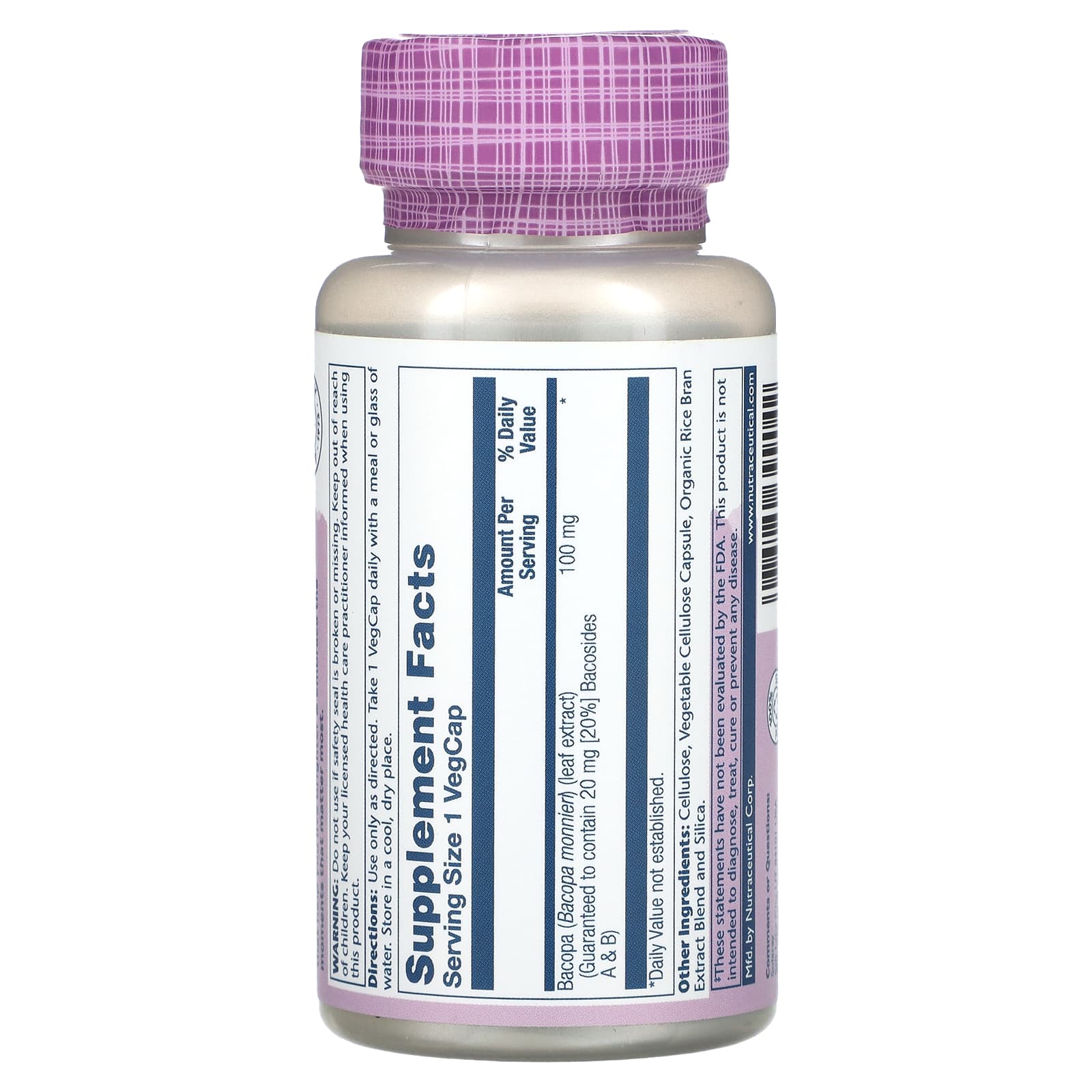 Solaray, Vital Extracts, Bacopa, 100 mg, 60 VegCaps - Image 2