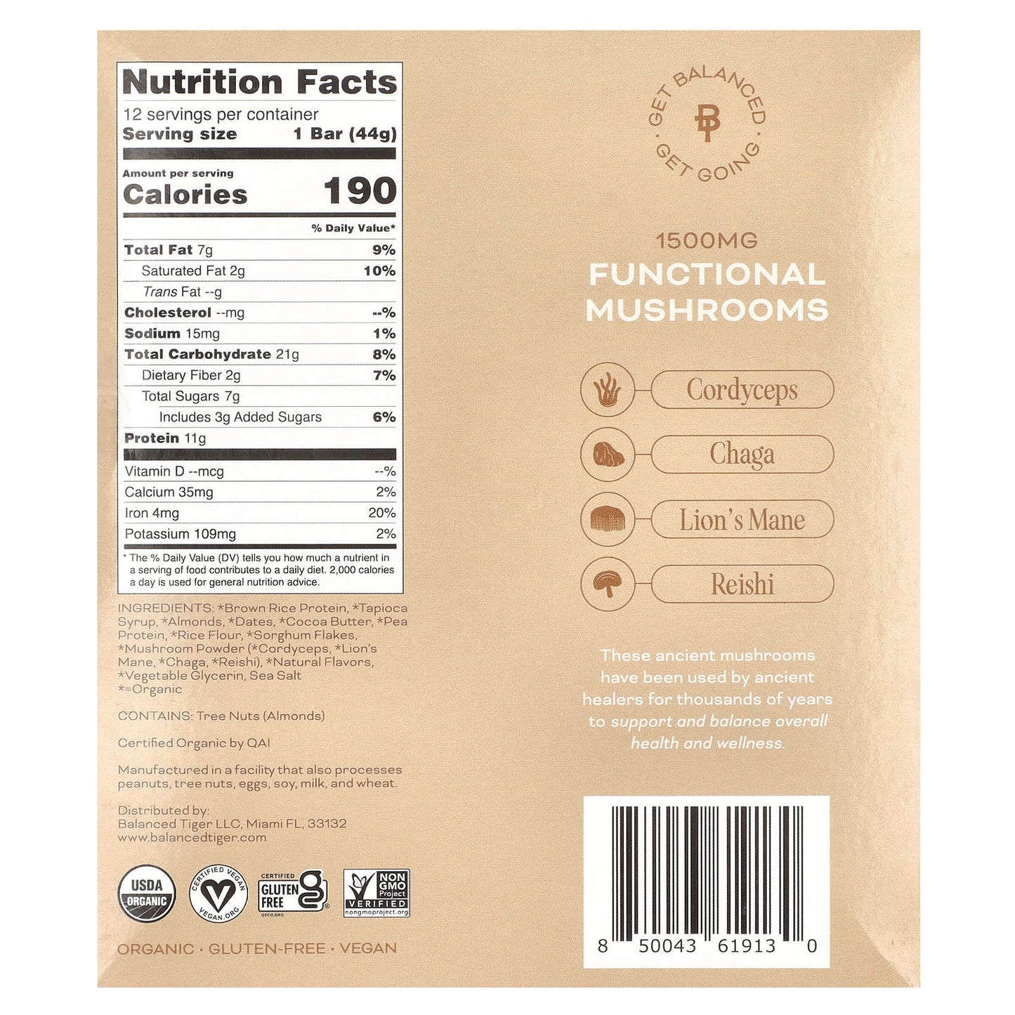 Vanilla Chai Protein Bar by Balanced Tiger | USDA Organic & Vegan - Image 2