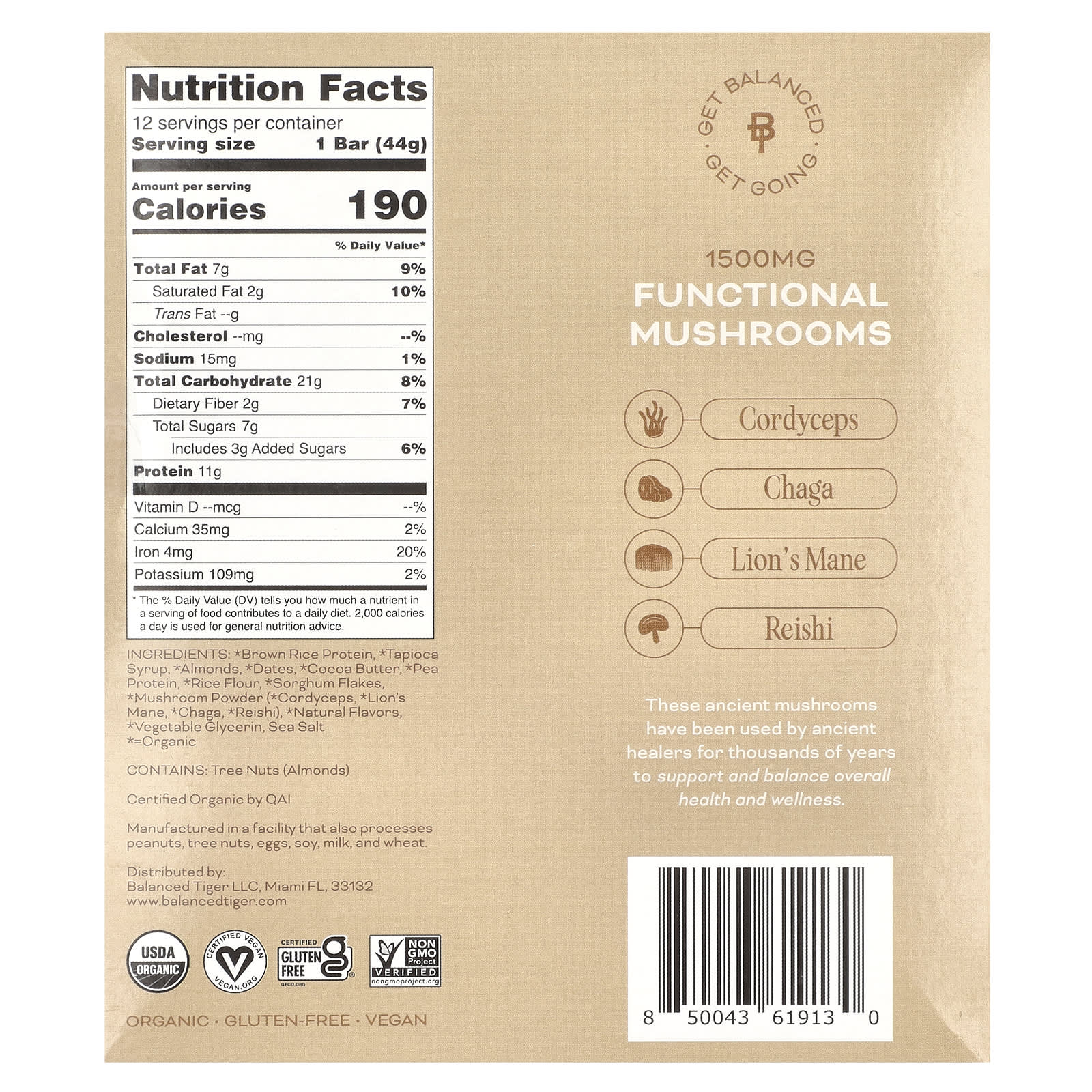 Vanilla Chai Protein Bar by Balanced Tiger | USDA Organic & Vegan - Image 2