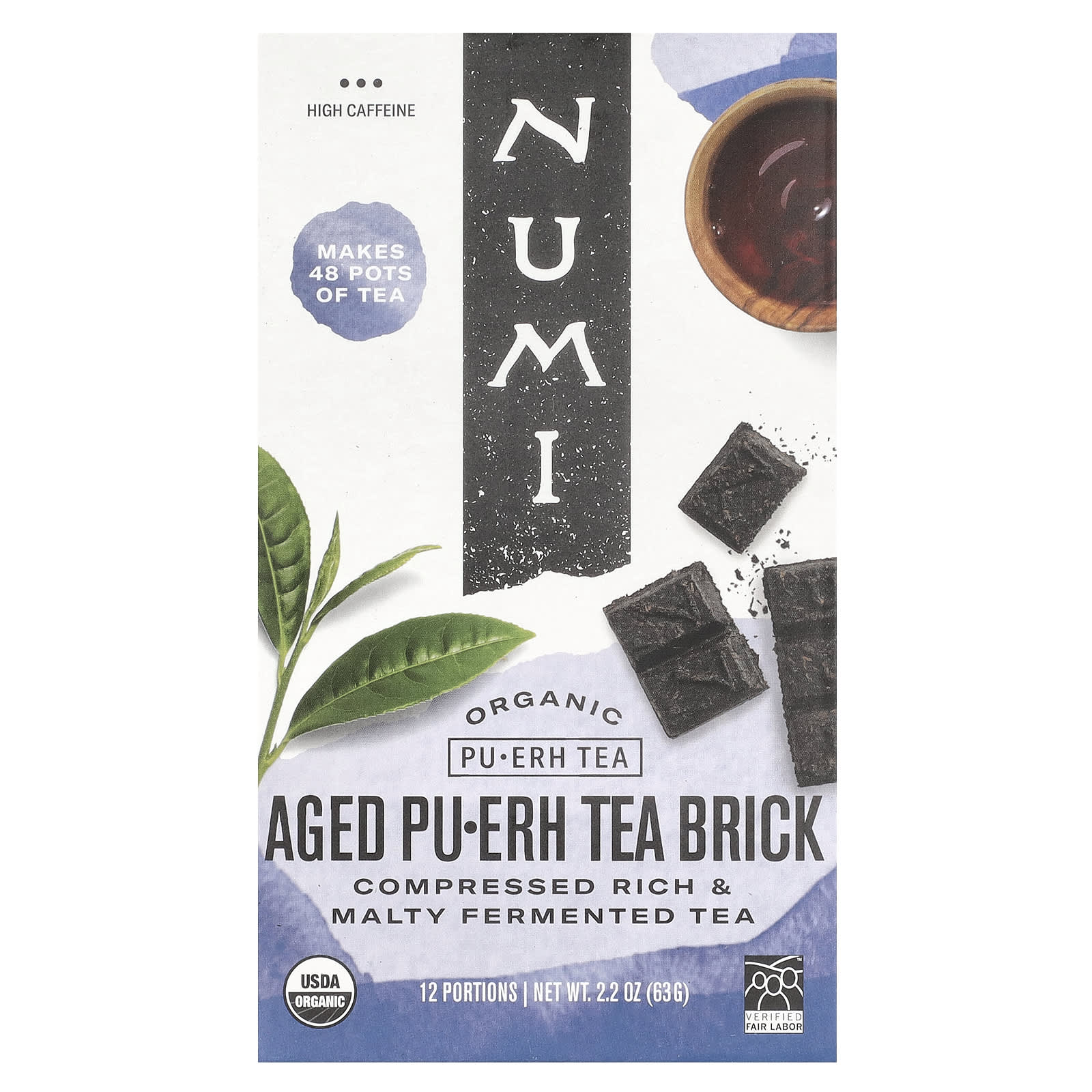 Numi Tea, Organic Pu-Erh Tea, Aged Pu-Erh Tea Brick, 2.2 oz (63 g) - Image 1
