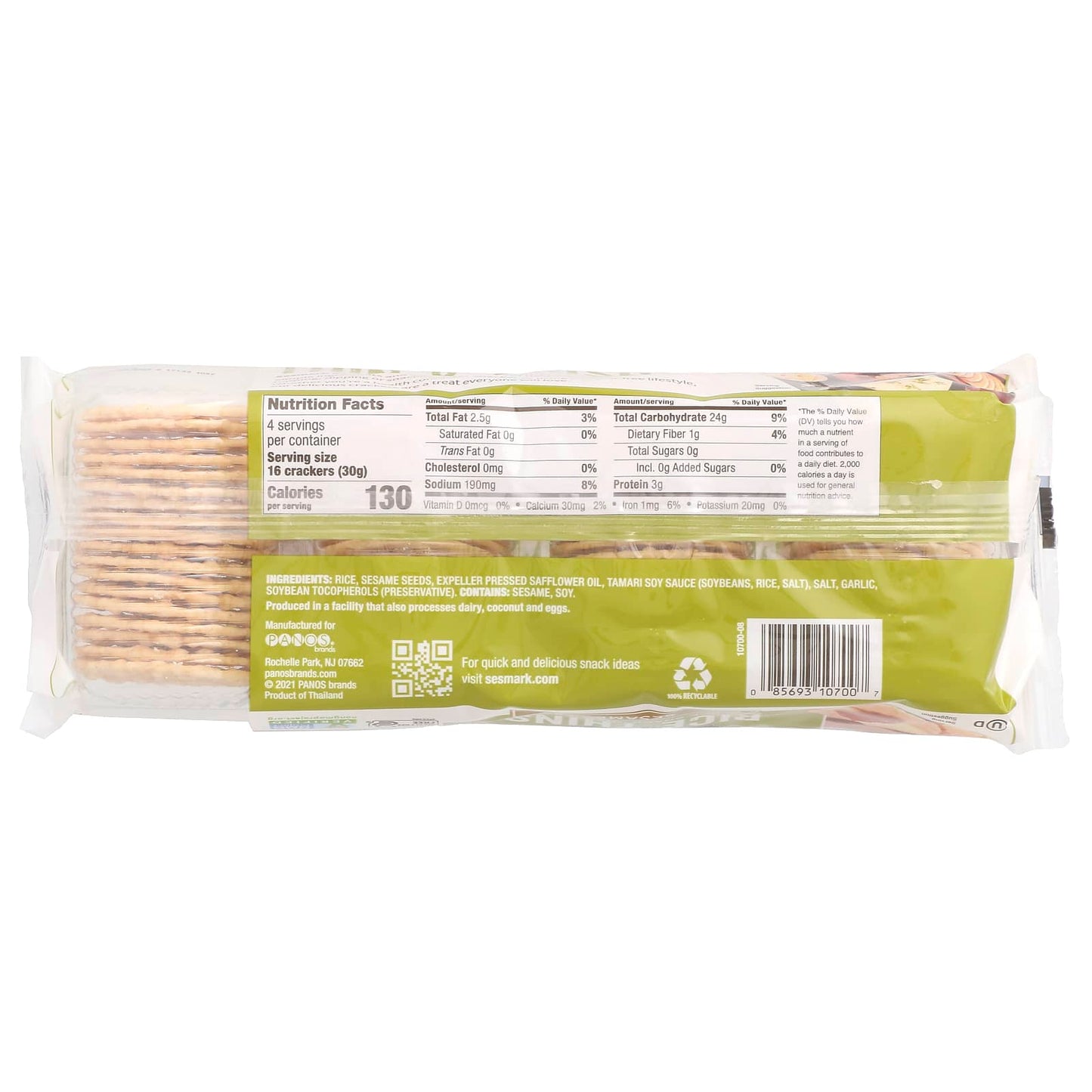 Sesmark, Rice Thins, Rice Snack Crackers, Sesame, 4.25 oz (120 g) - Image 2