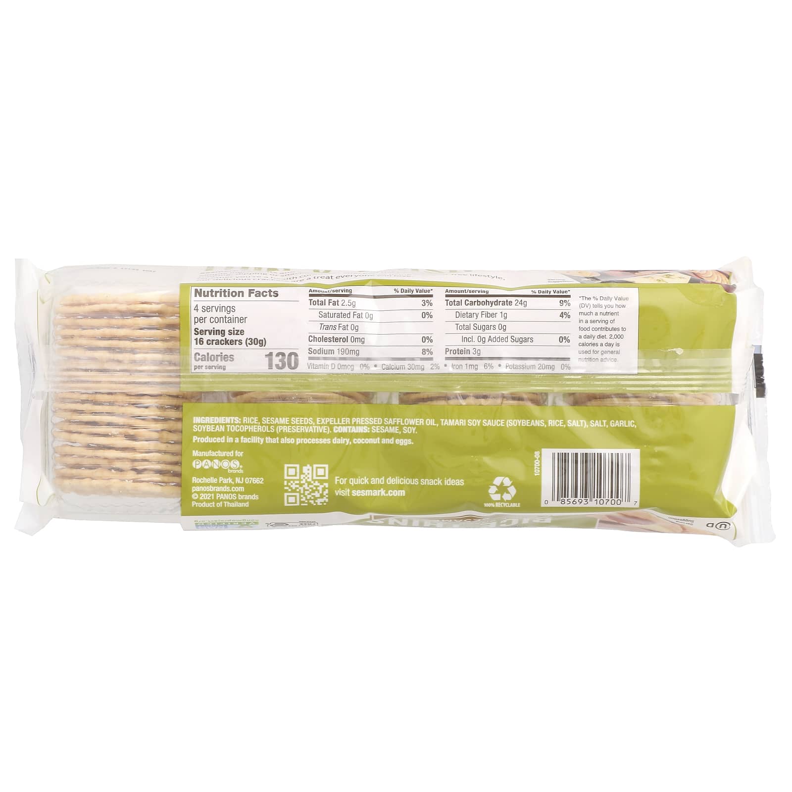 Sesmark, Rice Thins, Rice Snack Crackers, Sesame, 4.25 oz (120 g) - Image 2