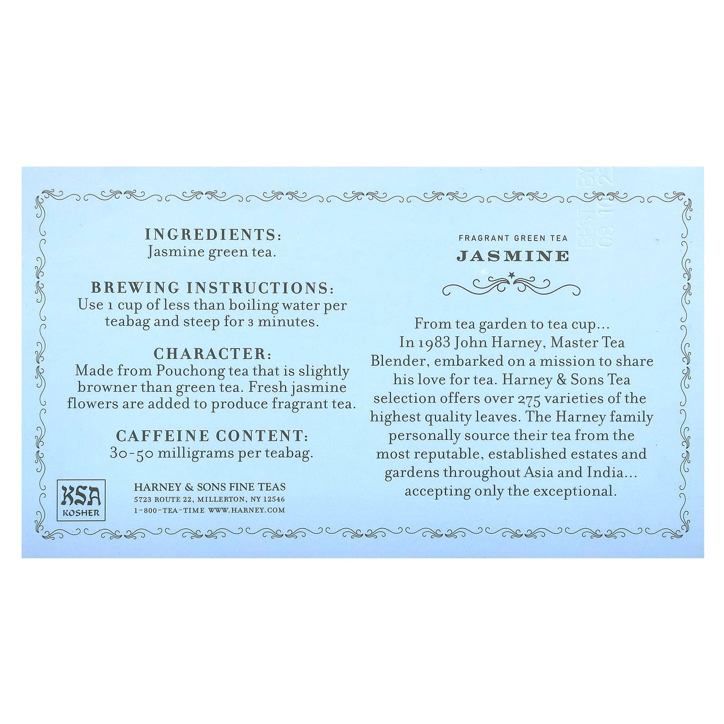 Harney & Sons Jasmine Green Tea, 50 Teabags, 100% Natural, Halal &amp; Kosher - Image 2
