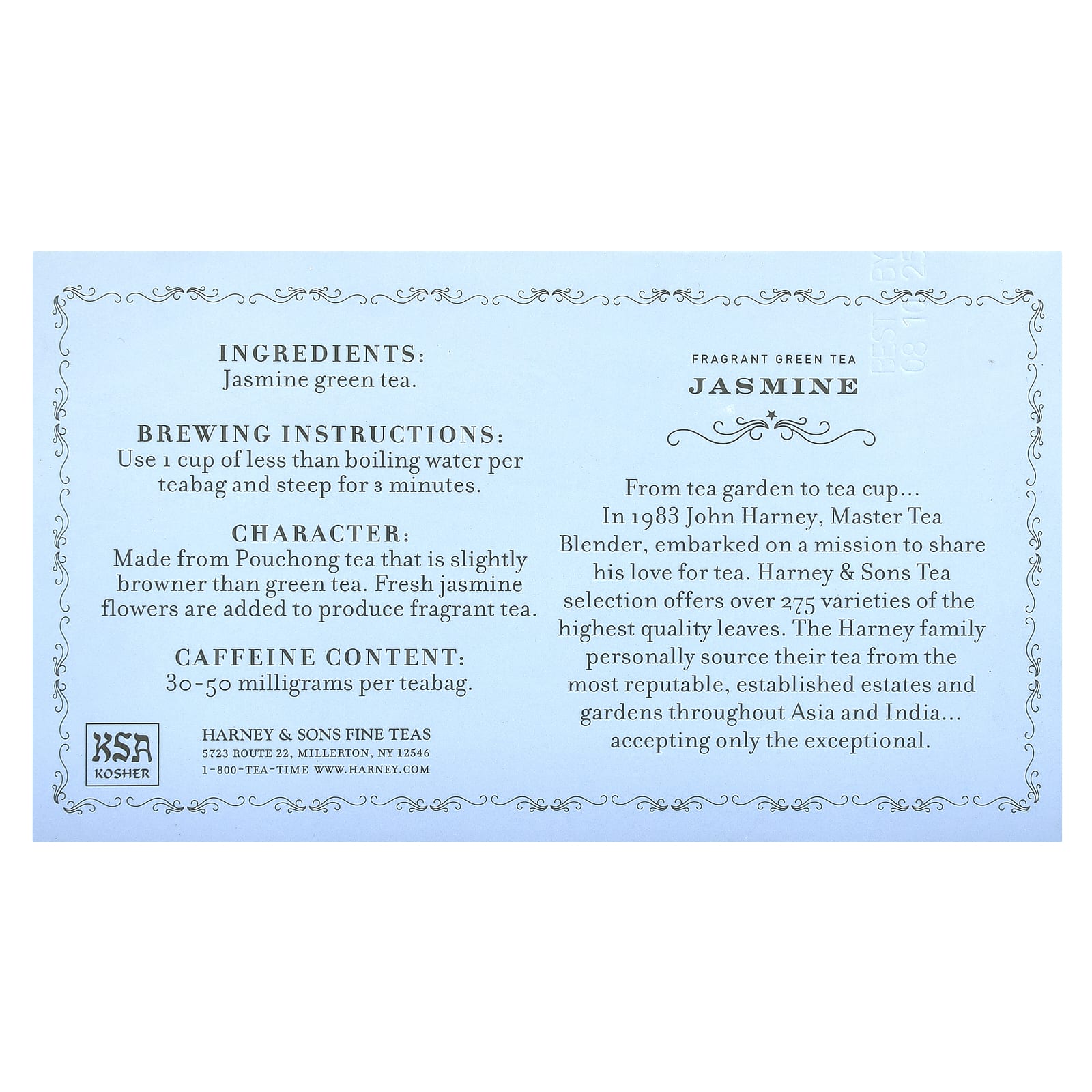 Harney & Sons Jasmine Green Tea, 50 Teabags, 100% Natural, Halal &amp; Kosher - Image 2