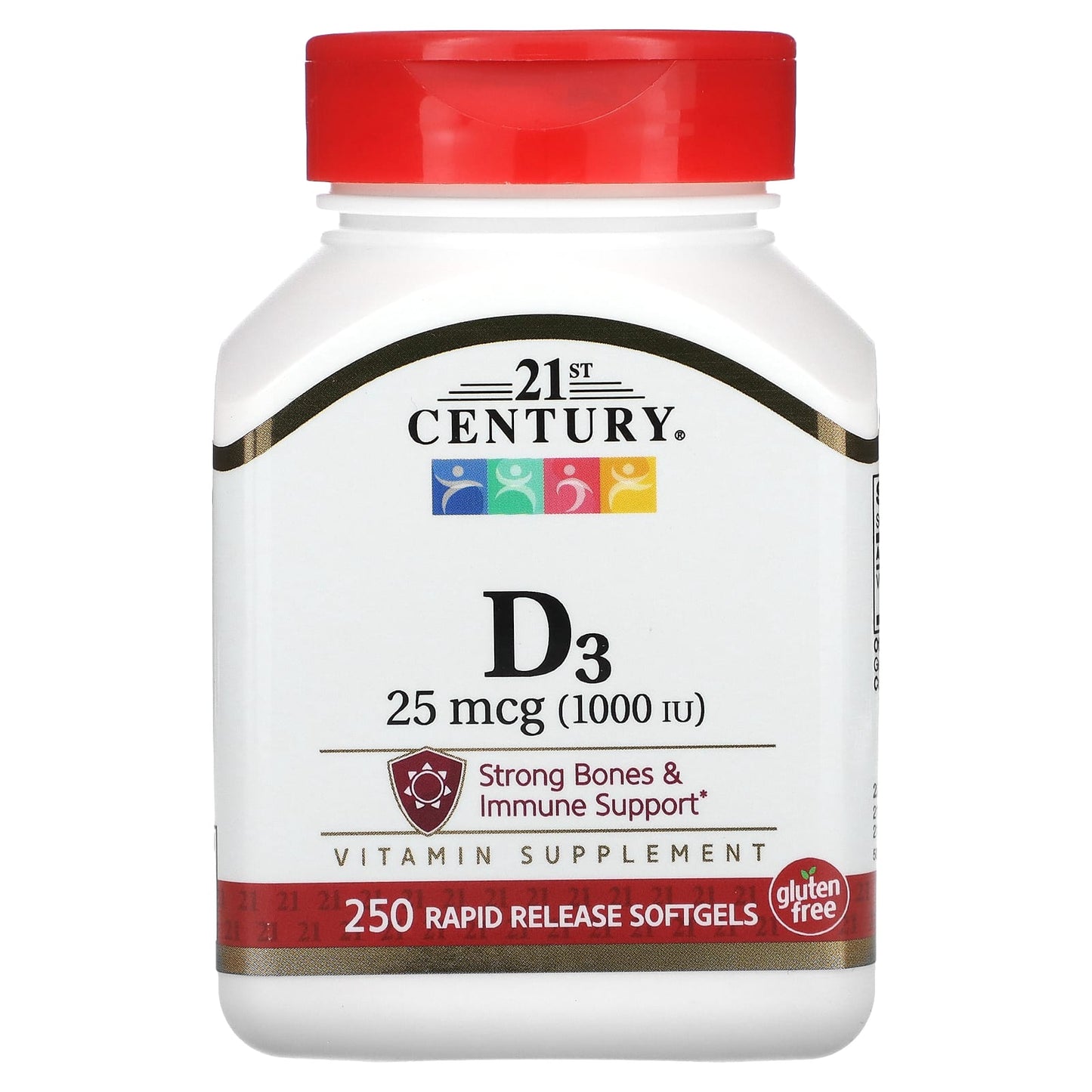 Vitamin D3 25 mcg, Boosts Immune System & Bone Health, 250 Softgels - Image 1