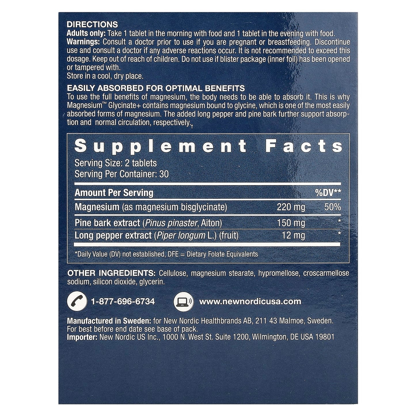 New Nordic, Magnesium™ Glycinate+, 60 Tablets - Image 2