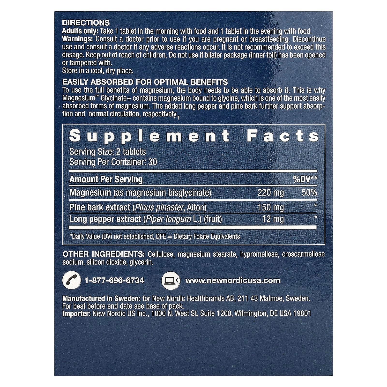 New Nordic, Magnesium™ Glycinate+, 60 Tablets - Image 2