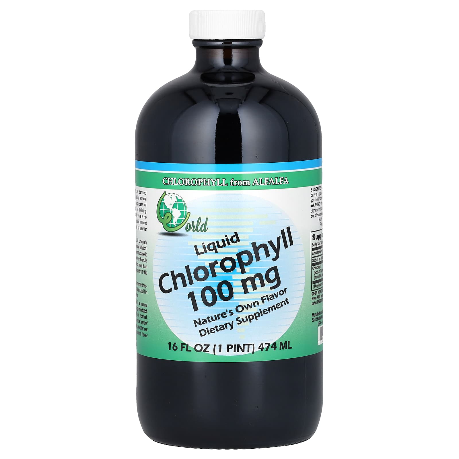World Organic, Liquid Chlorophyll, 100 mg, 16 fl oz (474 ml)